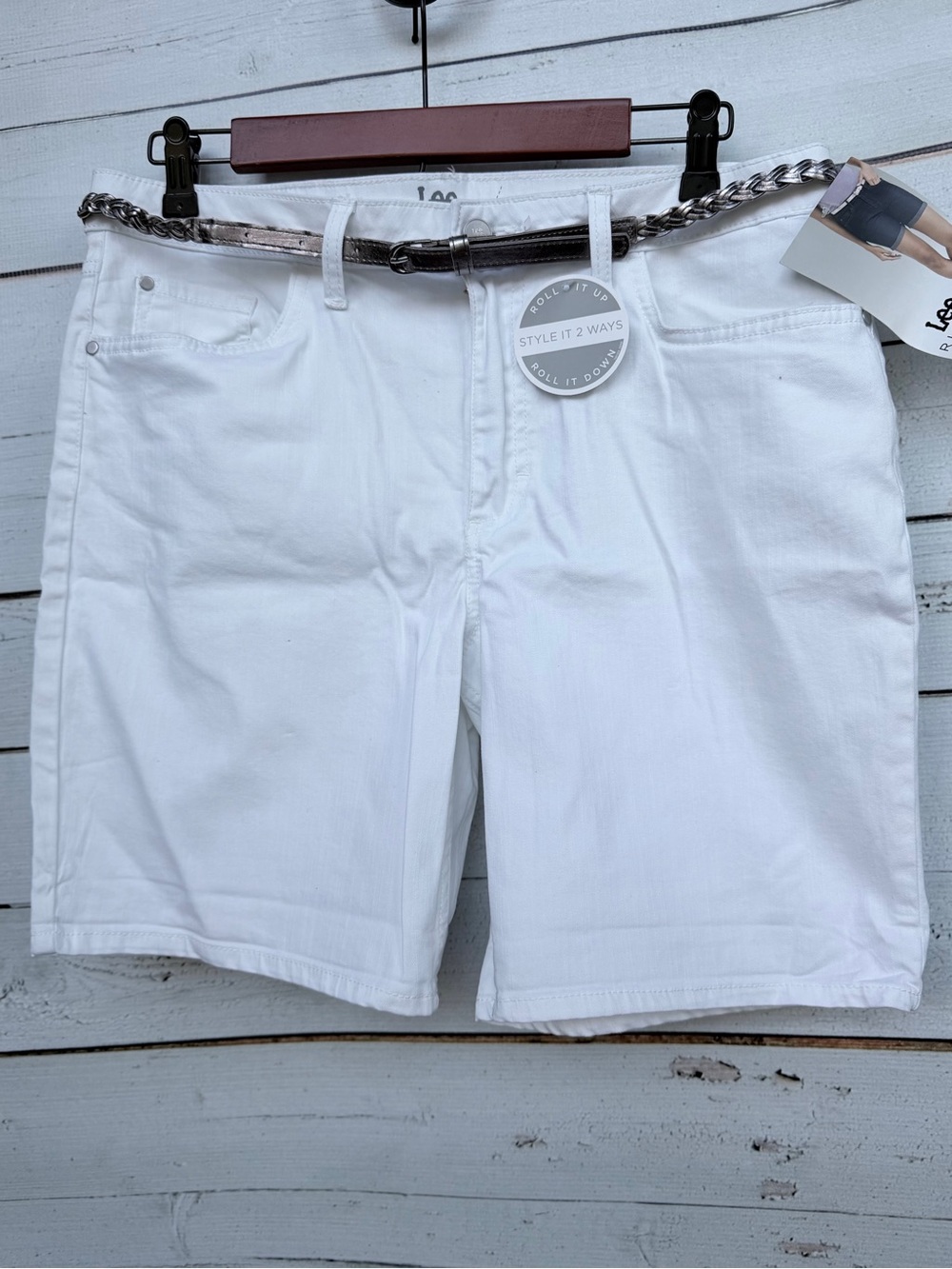 NWT Lee Riders Style It 2 Ways Belted Bermuda Denim Shorts 12